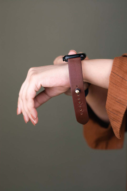Brown Leather Apple Watch Strap for Women
