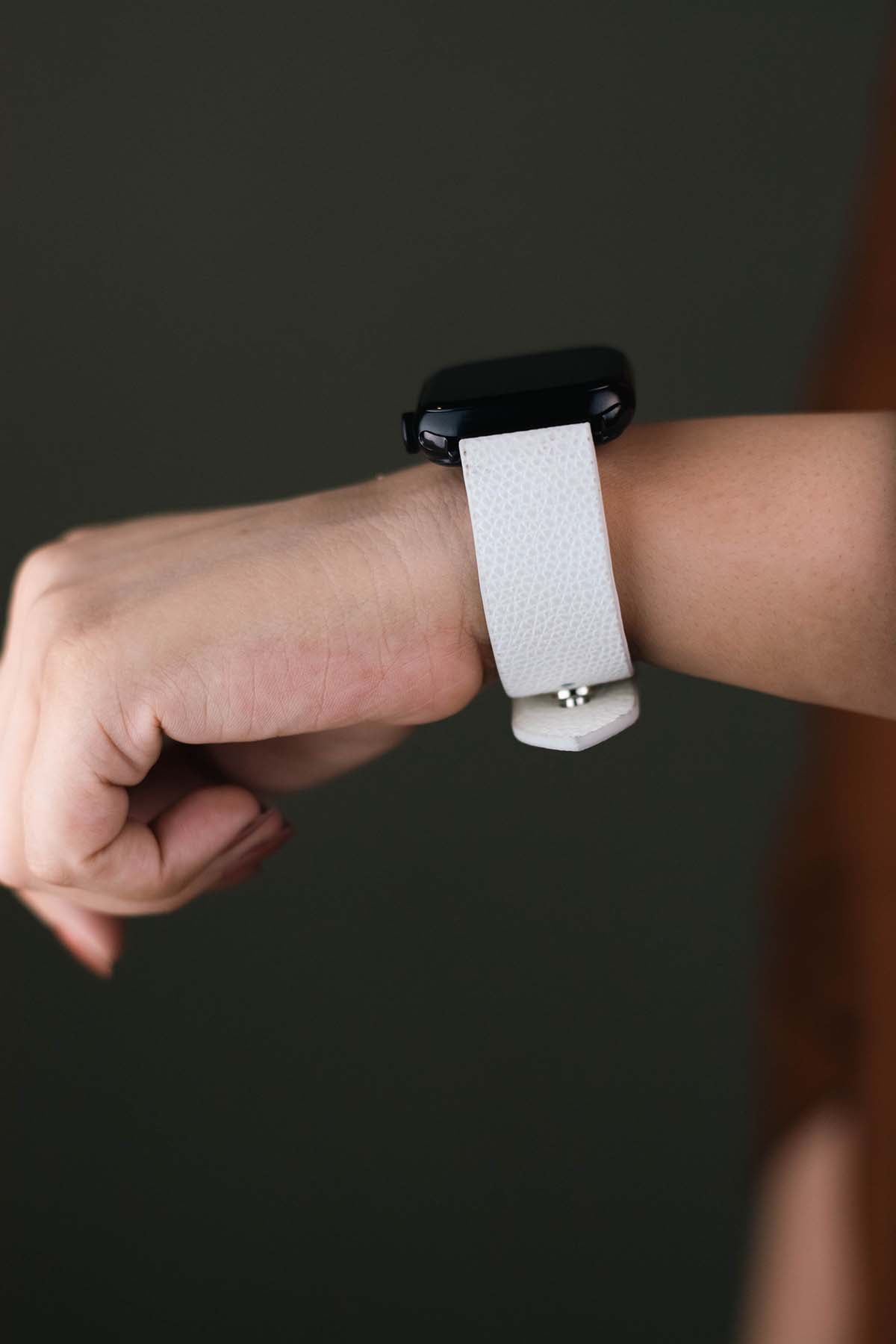 White Leather Apple Watch Strap for women