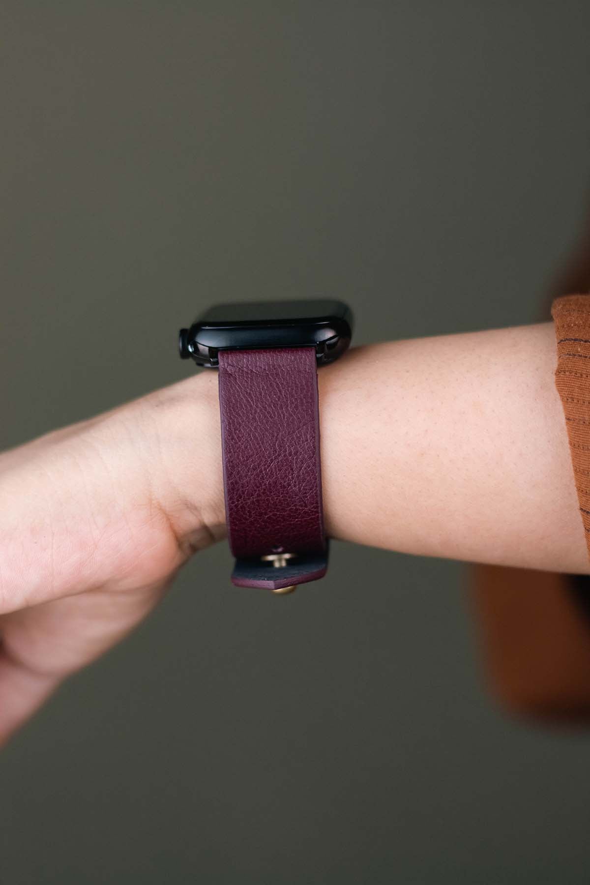 Burgundy Leather Apple Watch Strap for Women