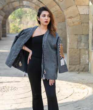 Gray | Handmade Premium Cardigan | Winter Wrap