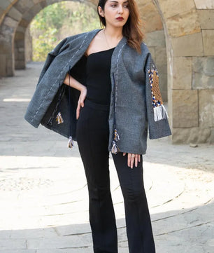 Gray | Handmade Premium Cardigan | Winter Wrap