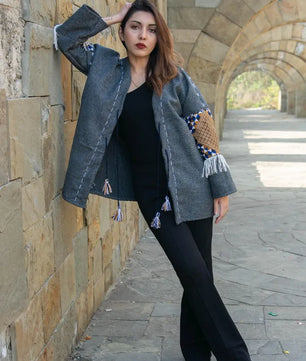 Gray | Handmade Premium Cardigan | Winter Wrap