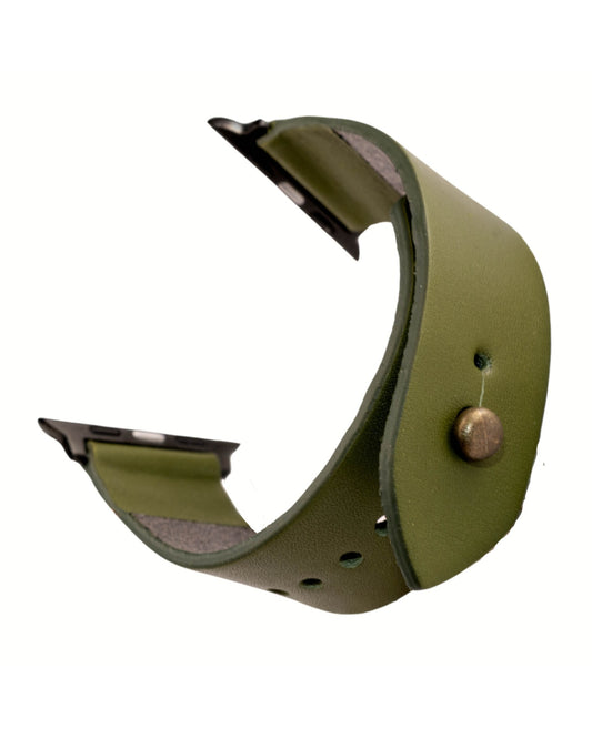 Olive Green Apple Watch Strap - Leather Strap