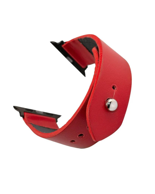 Red Apple Watch Strap - Pure Leather Strap