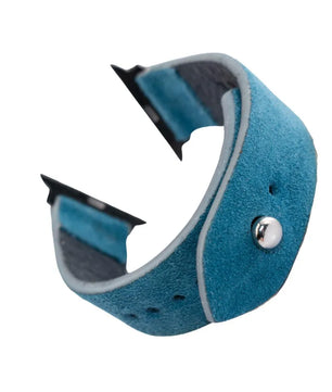 Cyan Blue Apple Watch Strap - Suede Leather Strap