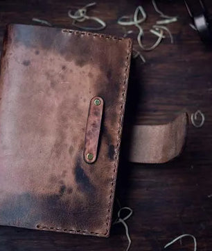 The Trésor - Leather Book Cover (Hand Dyed, Patina)