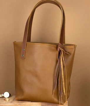 The Julie - Mid Brown Leather Tote Bag