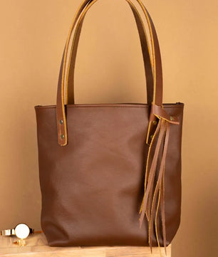 The Julie - Chocolate Brown Leather Tote Bag