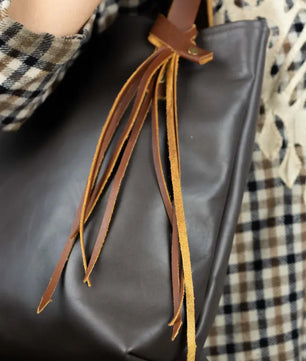 The Julie - Dark Gray Leather Tote Bag