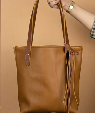 The Julie - Mid Brown Leather Tote Bag