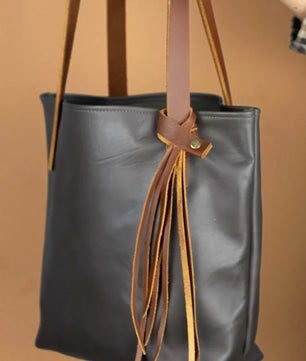 The Julie - Dark Gray Leather Tote Bag