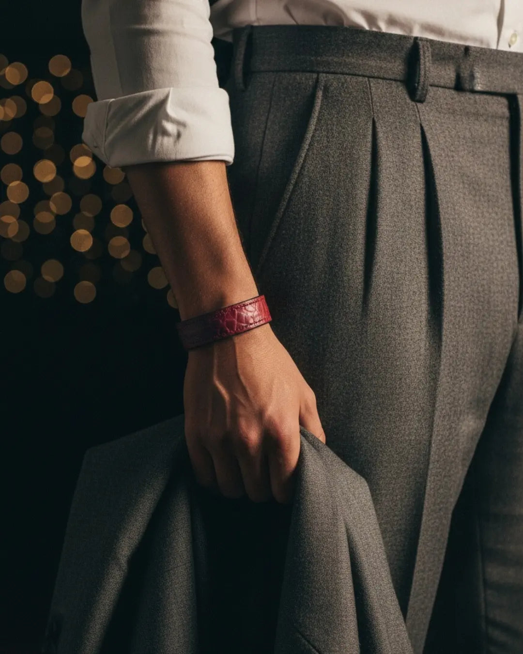 The Grit - Mahogany Textured - Kara Style Leather Bracelet / Leather Cuff