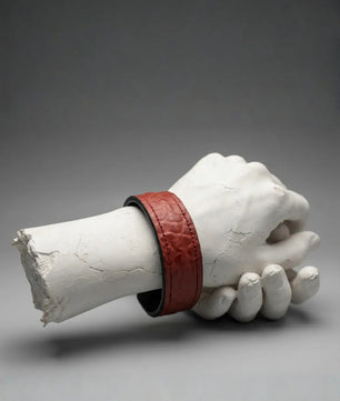 The Grit - Mahogany Textured - Kara Style Leather Bracelet / Leather Cuff