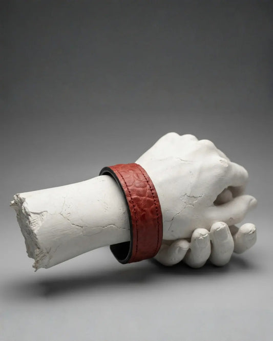 The Grit - Mahogany Textured - Kara Style Leather Bracelet / Leather Cuff