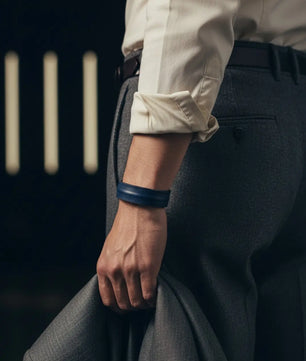 The Grit - Midnight Navy - Kara Style Leather Bracelet / Leather Cuff
