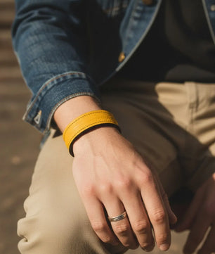 The Grit - Mustard Yellow - Kara Style Leather Bracelet / Leather Cuff