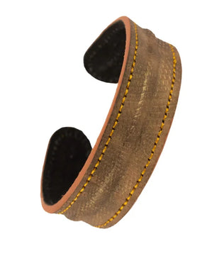 The Grit - Bronze Lizard Texture - Kara Style Leather Bracelet / Leather Cuff