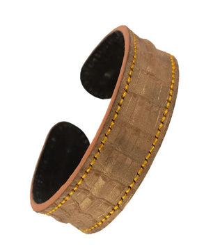 The Grit - Bronze Lizard Texture - Kara Style Leather Bracelet / Leather Cuff