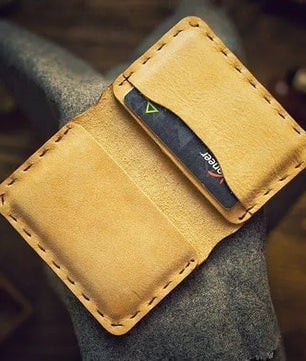 The Aura – Patina Mustard Vegetable Tan - Smart Wallet