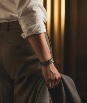 The Grit - Taupe Gray - Kara Style Leather Bracelet / Leather Cuff