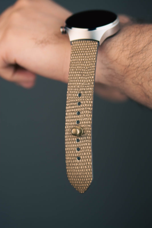 Russet | Lizard Veg-Tan Lizard Leather Watch Strap - Quick Release Pins - The Hermoso