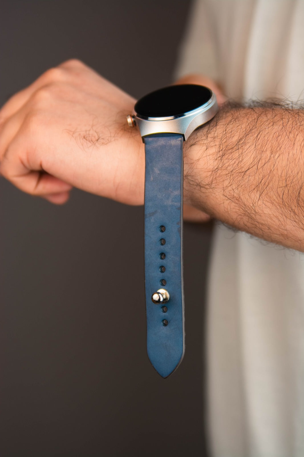 Powdered Blue Leather Watch Strap - The Hermoso