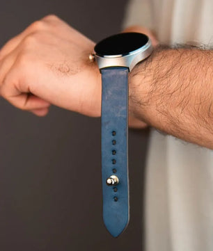Powdered Blue Leather Watch Strap - Quick Release Pins - The Hermoso