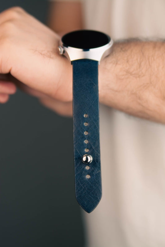 Space Blue Leather Watch Strap - Quick Release Pins - The Hermoso