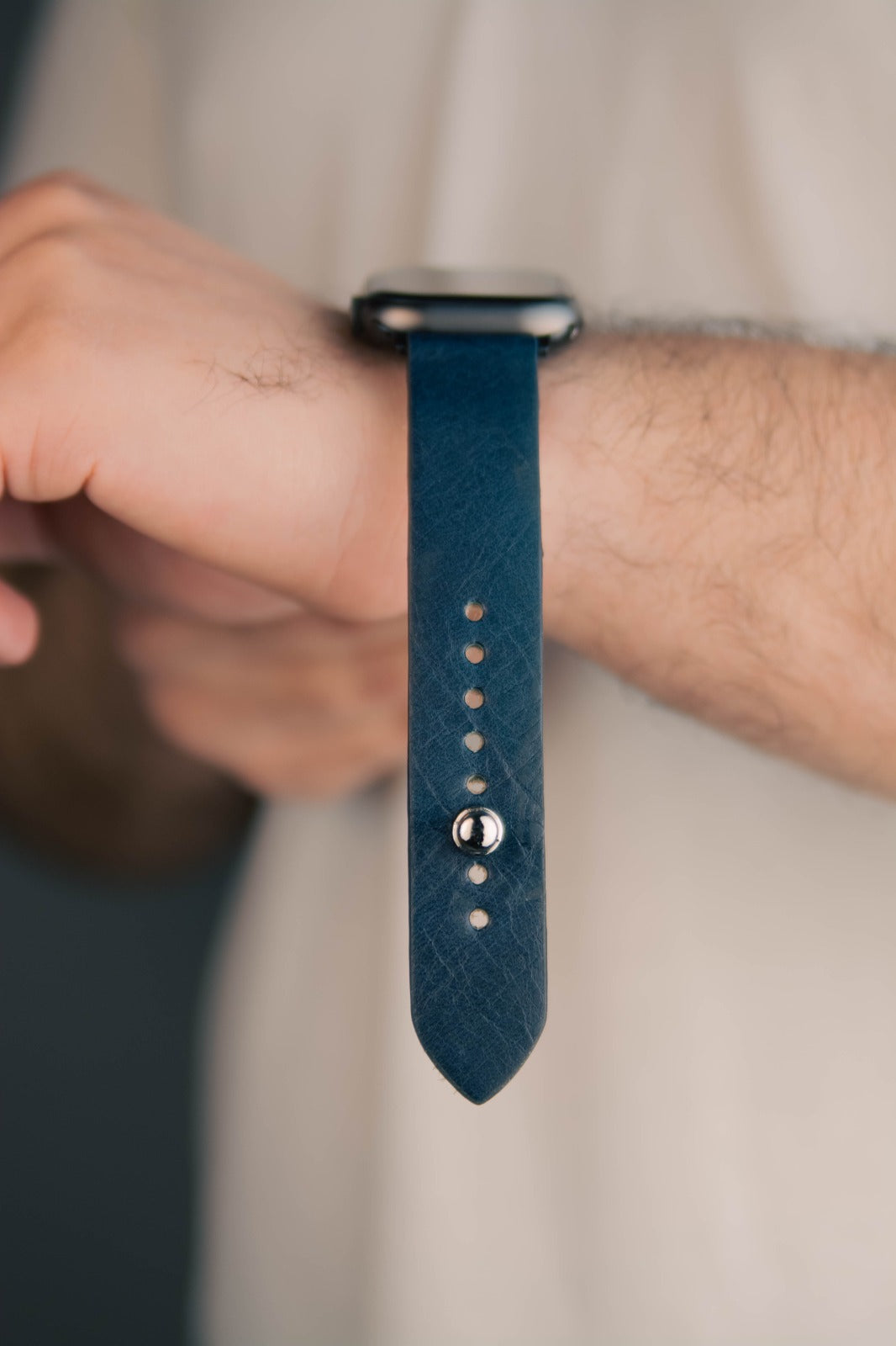 Space Blue Apple Watch Strap - Pure Leather Strap