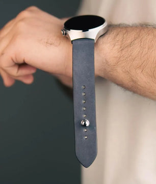 Gray Leather Watch Strap - Quick Release Pins - The Hermoso