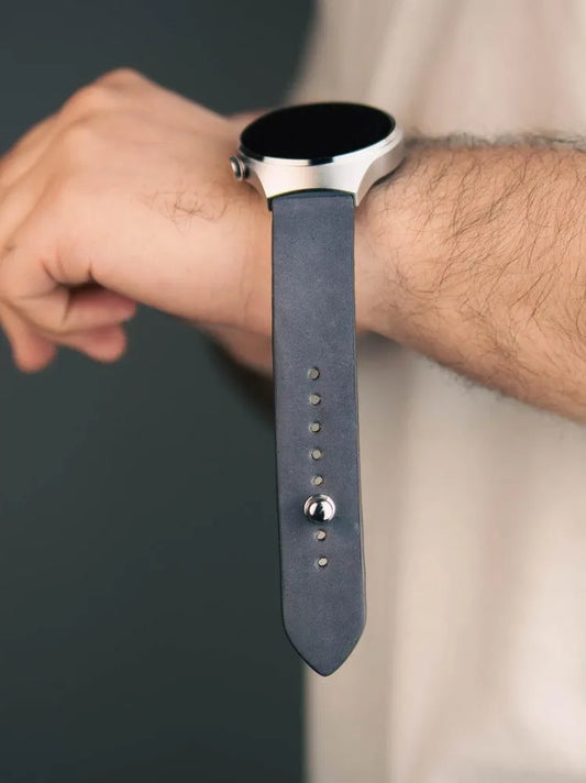 Gray Leather Watch Strap - Quick Release Pins - The Hermoso