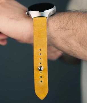 Mustard Yellow Leather Watch Strap - Quick Release Pins - The Hermoso