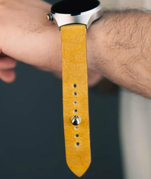 Mustard Yellow Leather Watch Strap - Quick Release Pins - The Hermoso