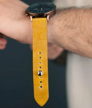 Mustard Yellow Leather Watch Strap - Quick Release Pins - The Hermoso