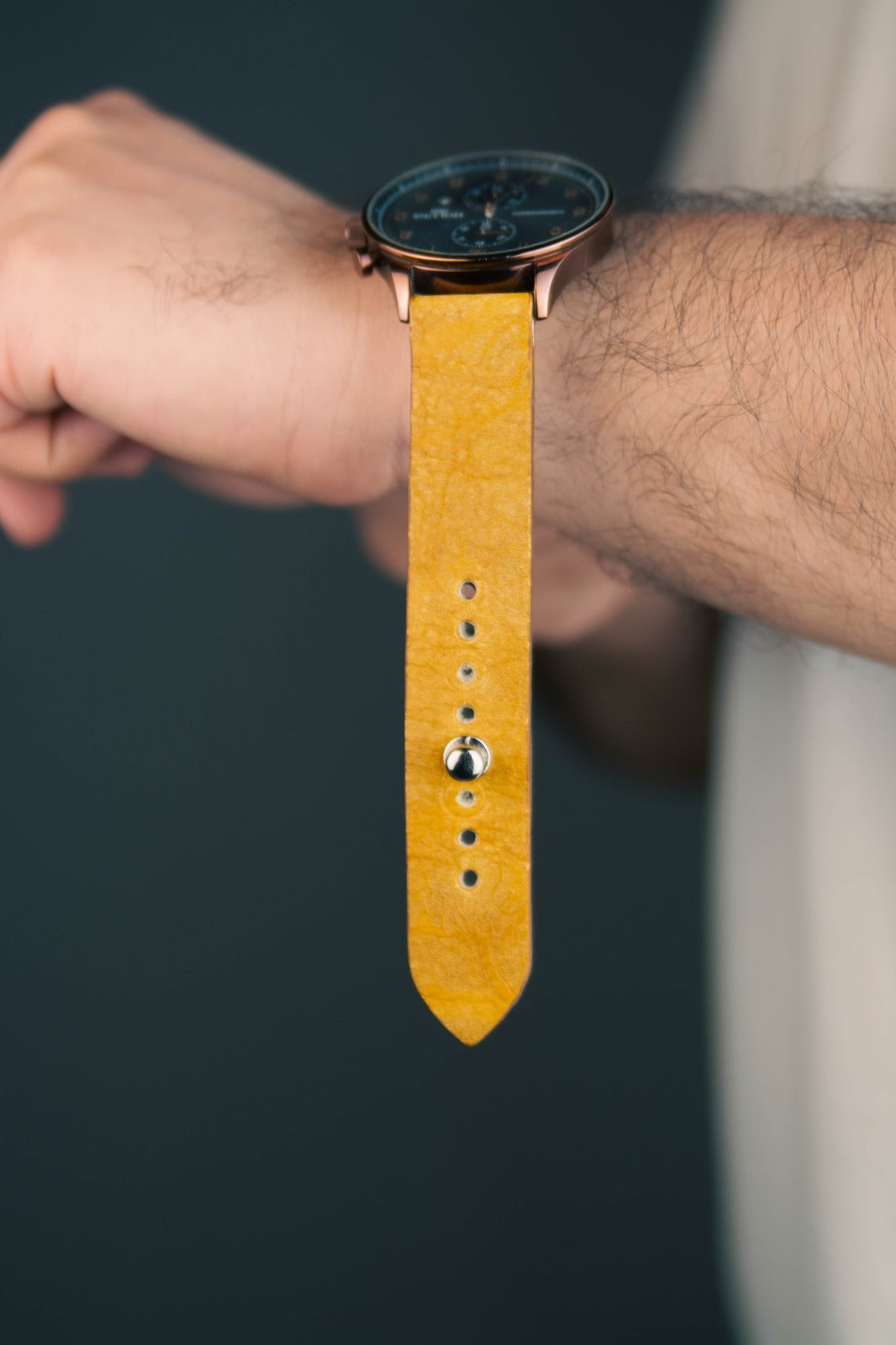 Mustard Yellow Leather Watch Strap - The Hermoso