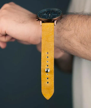 Mustard Yellow Leather Watch Strap - Quick Release Pins - The Hermoso