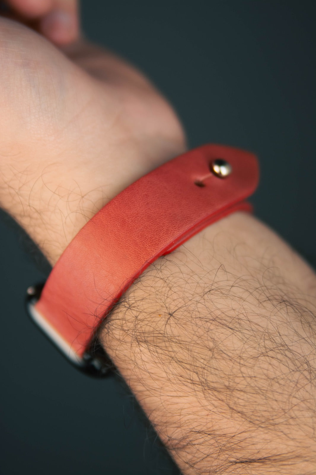 Salmon Red Apple Watch Strap - Pure Leather Strap