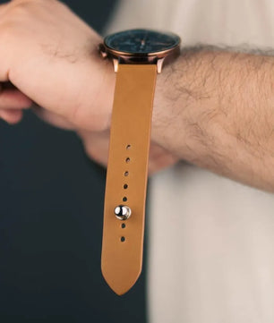 Bronze Leather Watch Strap - Quick Release Pins - The Hermoso