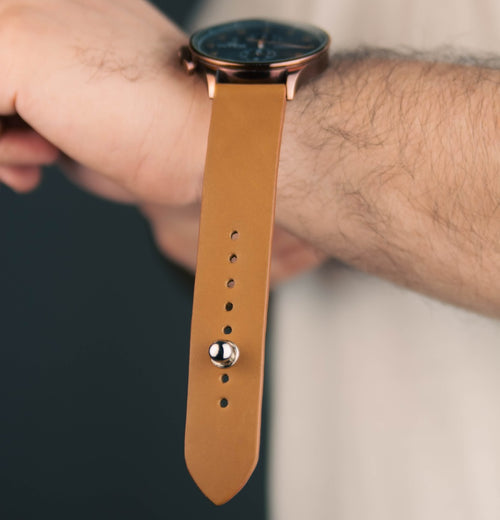 Bronze Leather Watch Strap - Quick Release Pins - The Hermoso