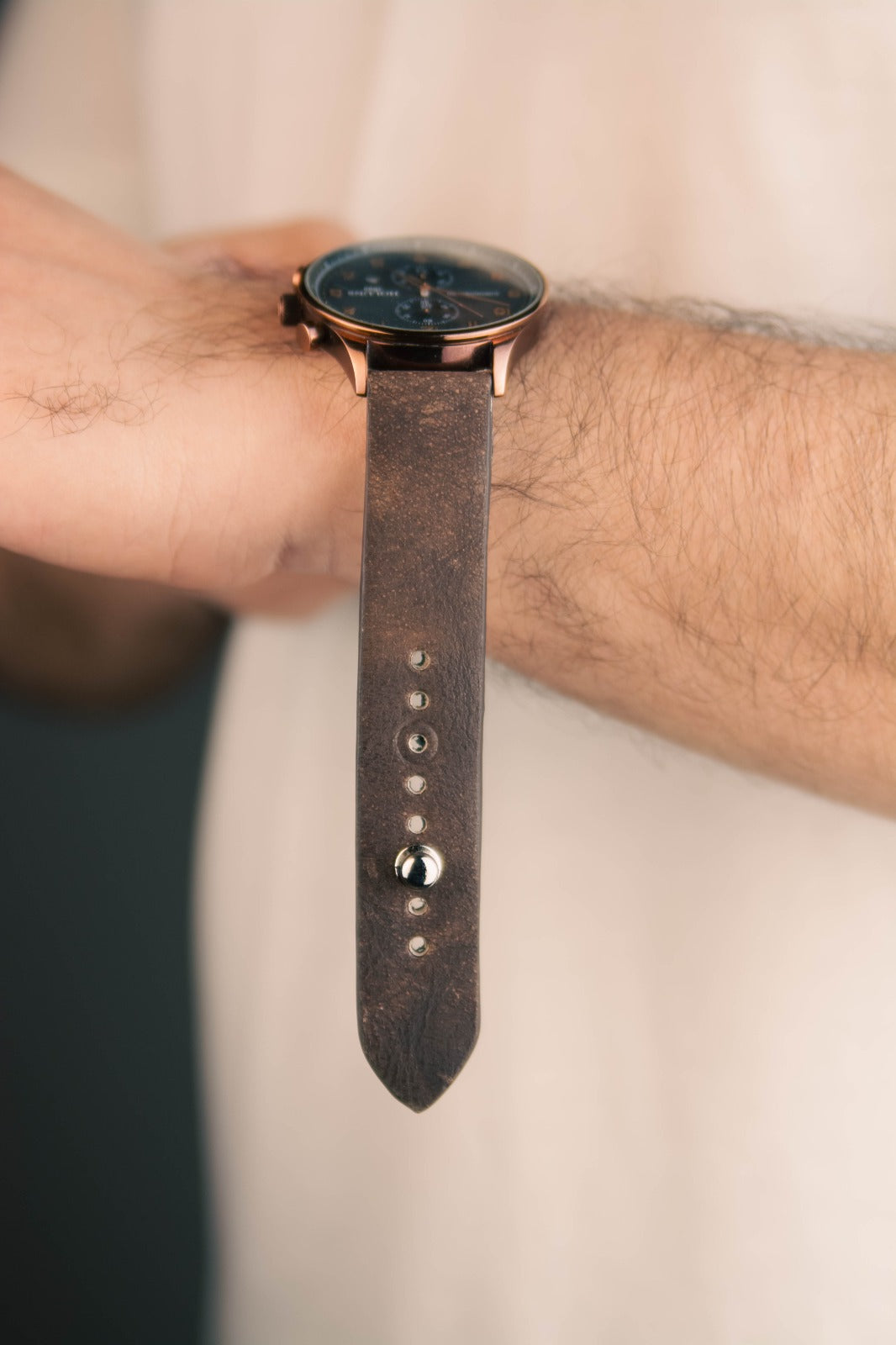 Brunette Leather Watch Strap - Quick Release Pins - The Hermoso