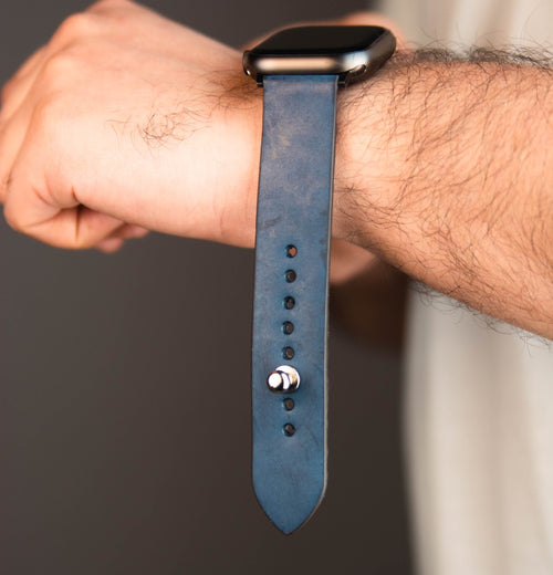 Powdered Blue Apple Watch Strap - Pure Leather Strap
