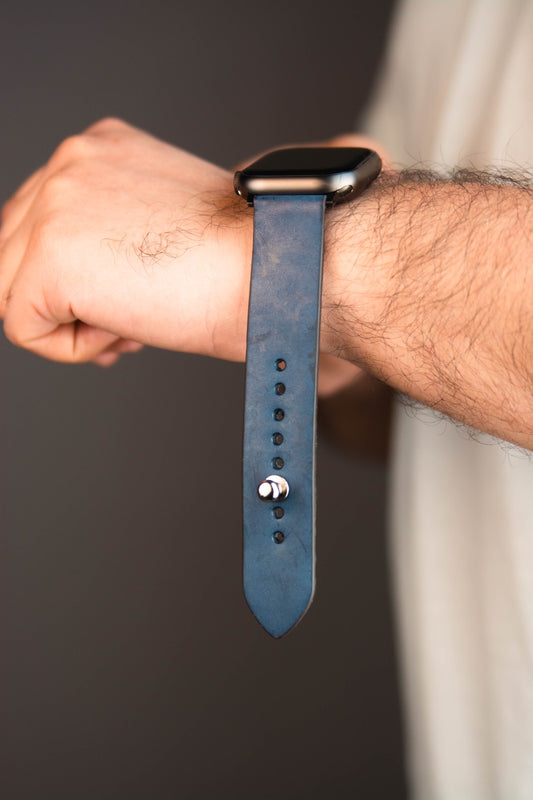 Powdered Blue Apple Watch Strap - Pure Leather Strap