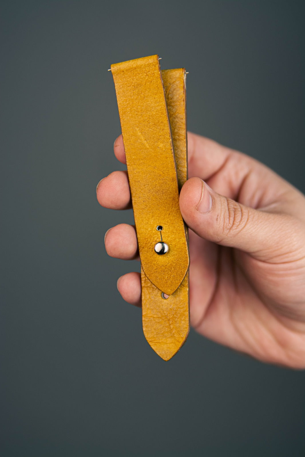 Mustard Yellow Leather Watch Strap - Quick Release Pins - The Hermoso