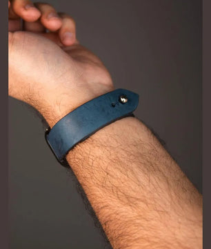 Powdered Blue Leather Watch Strap - Quick Release Pins - The Hermoso