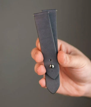 Gray Leather Watch Strap - Quick Release Pins - The Hermoso