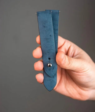 Powdered Blue Leather Watch Strap - Quick Release Pins - The Hermoso