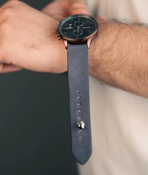 Gray Leather Watch Strap - Quick Release Pins - The Hermoso