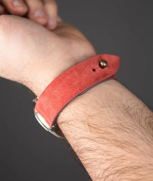Salmon Red Apple Watch Strap - Suede Leather Strap