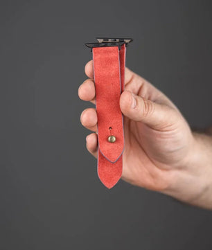 Salmon Red Apple Watch Strap - Suede Leather Strap