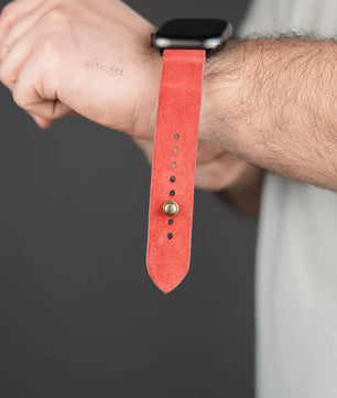 Salmon Red Apple Watch Strap - Suede Leather Strap